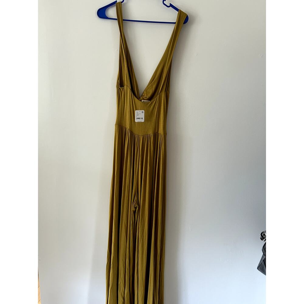 Free People Beach Harlow Gold One Piece Boho Wide Leg Jumpsuit NWT Size S - Picture 3 of 7